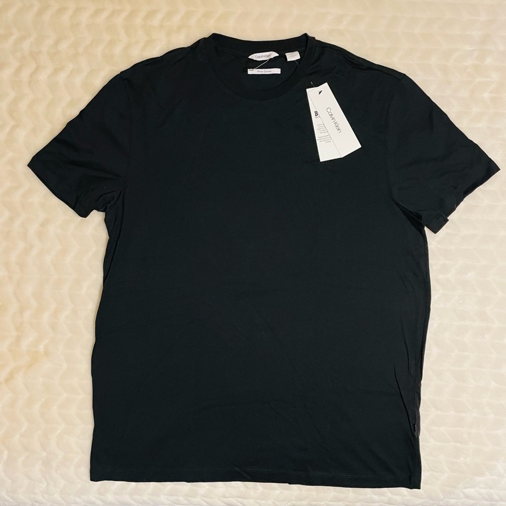 NWT- Calvin Klein Black Short Sleeve Tee- Pima Cotton- Large